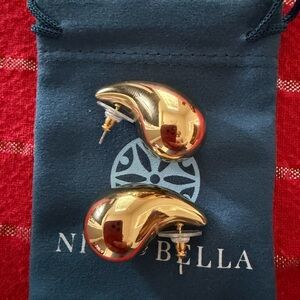 Gold plated Earrings tear drop shape by Nice and Bella